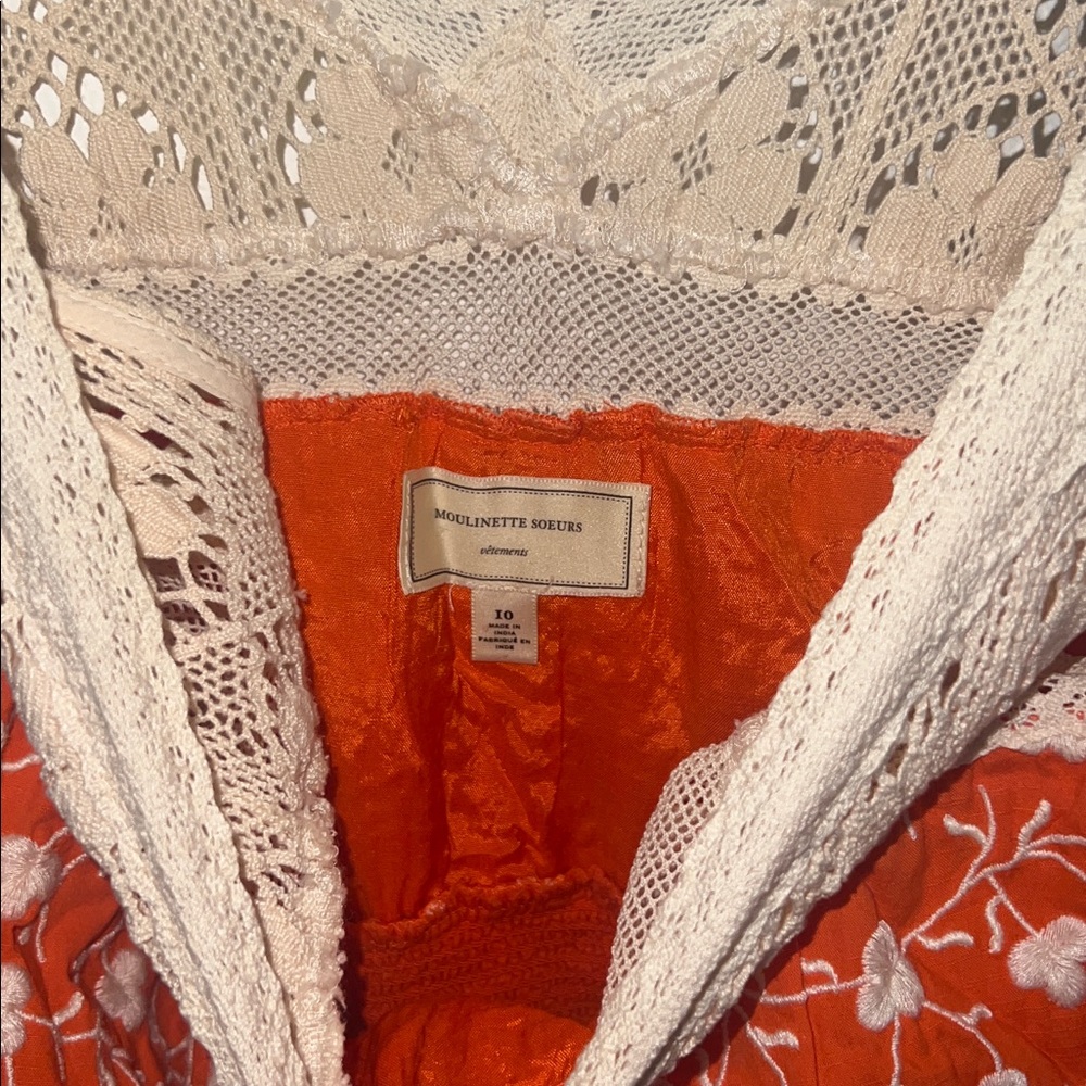 Moulinette Soeurs Orange and Cream Lace Dress - Picture 2 of 4